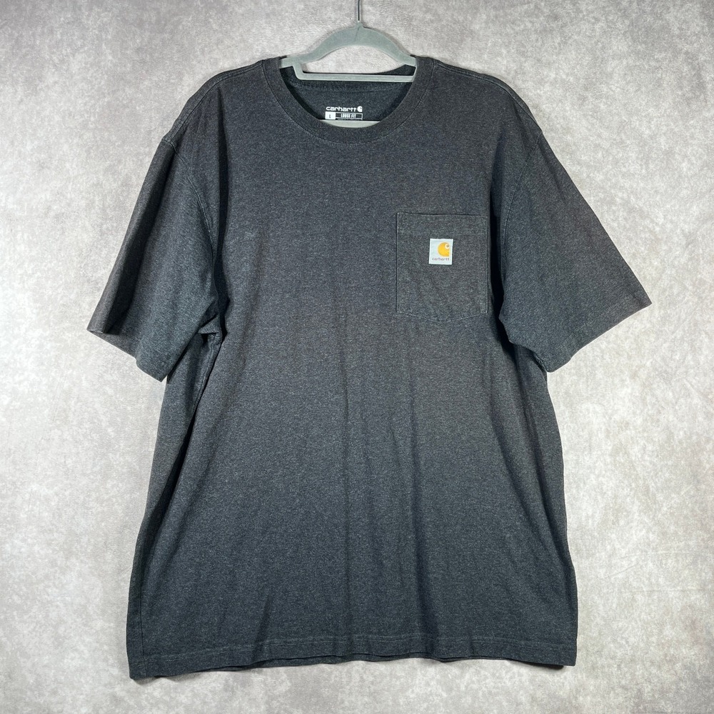 Carhartt Shirt Mens Large Gray Loose Fit Heavyweight Short-Sleeve Pocket Work‎